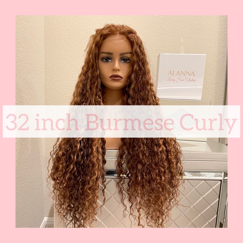 32 inch Burmese Curly Lace Front Wig Piano